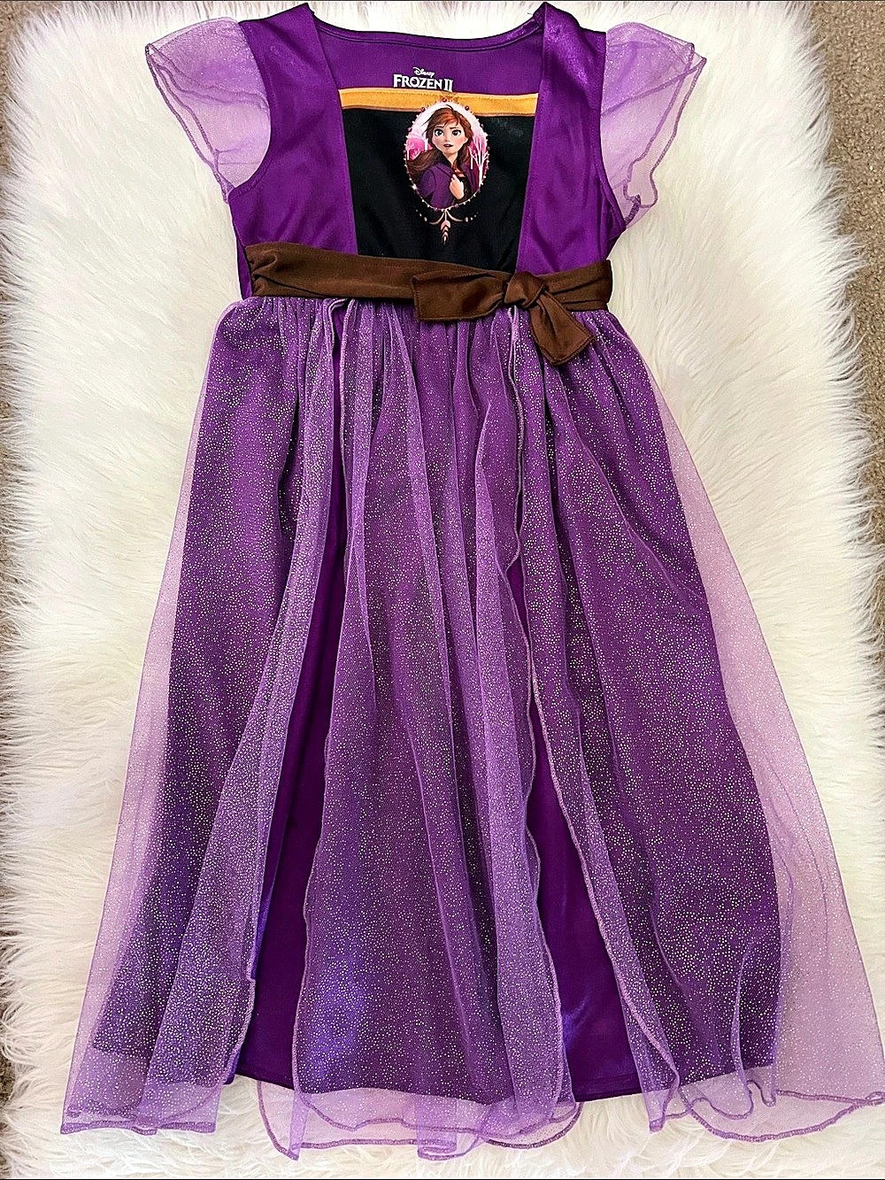 Disney Frozen 2 Princess Anna Costume Dress Purple & Black Formal Dress